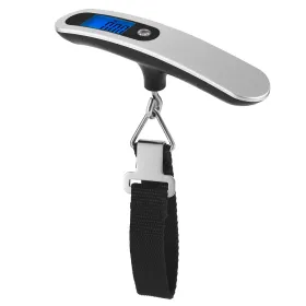 Portable Digital Luggage Scale 50kg 10g LCD Hanging Luggage Scale Electronic Digital Weight Scale for Travel Household (Color: Silver)